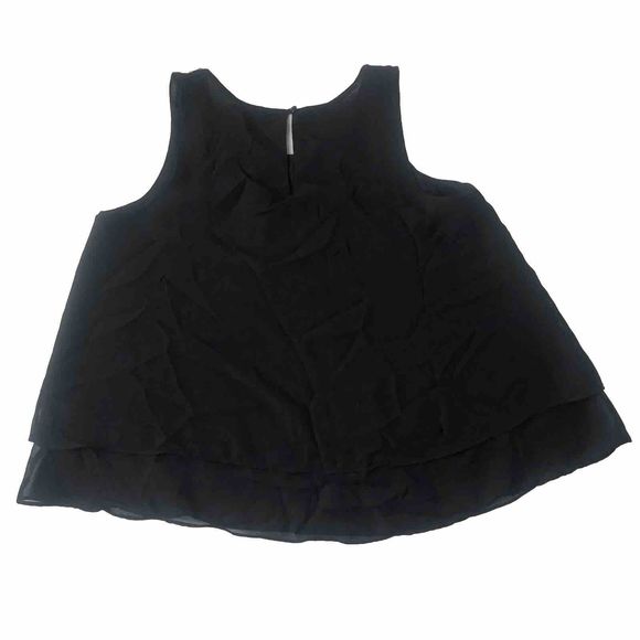 Truth By Republic Top Size XS Sleeveless Semi Sheer Tiered Black Beaded Neckline - Picture 4 of 12